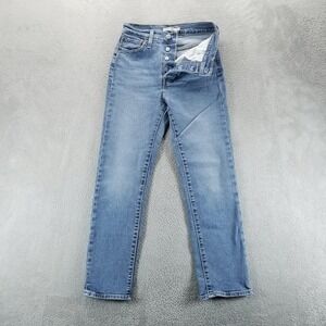 Levis Jeans Womens 27 Blue Wedgie Straight High Rise Button Fly Light Wash Denim